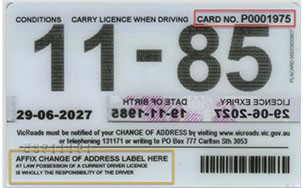 where is card number on driver's license sa