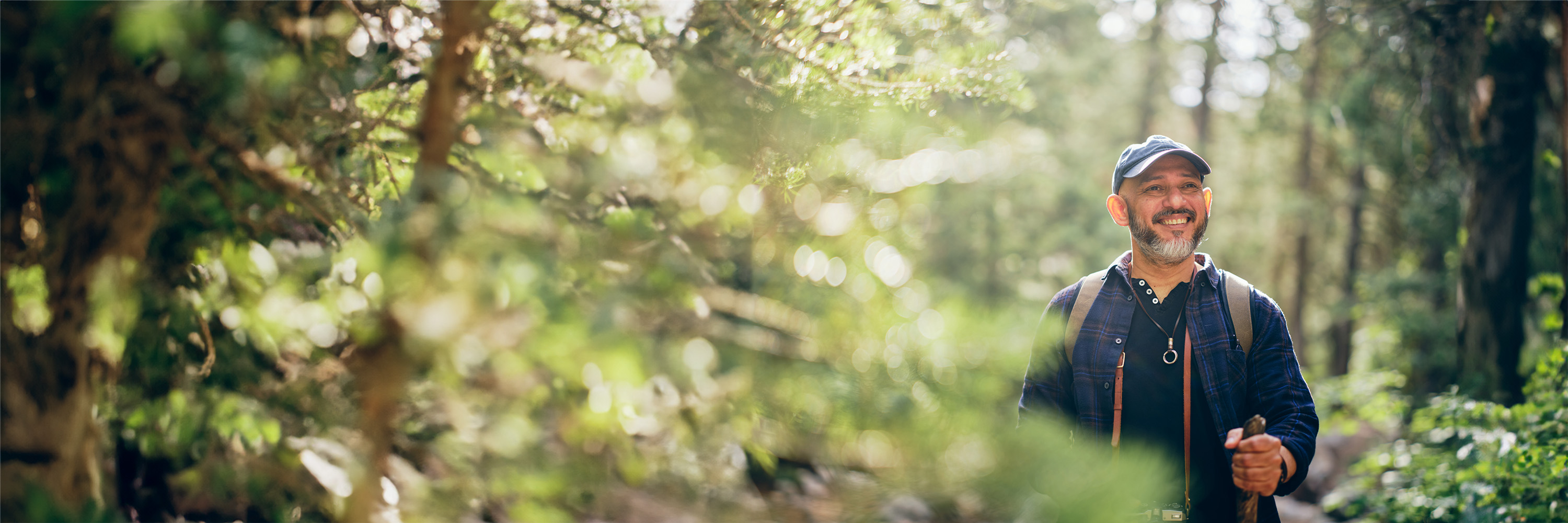 Man walking in forest