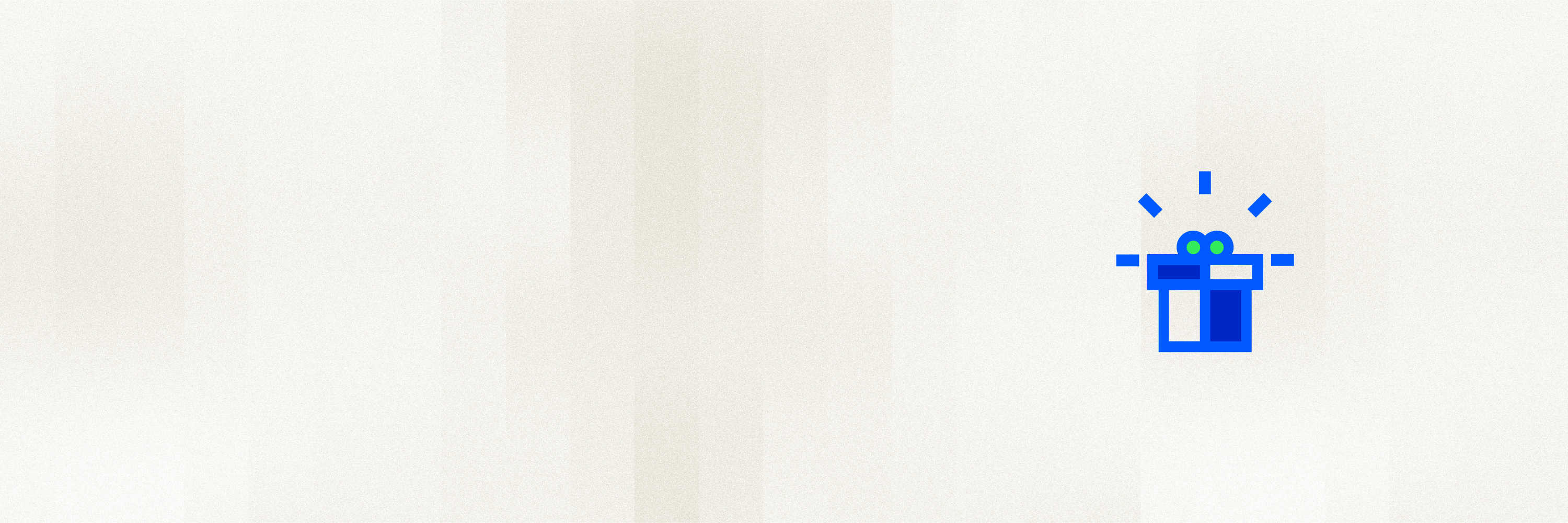 Blue illustrated wrapped present on a grey background