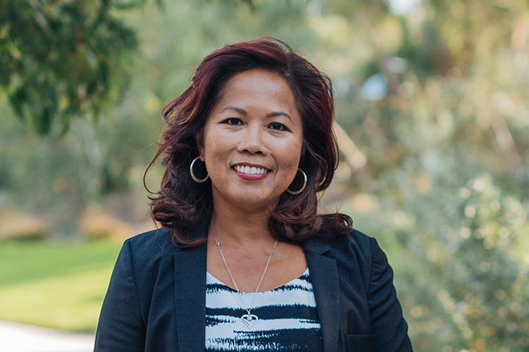 Woman smiling in garden