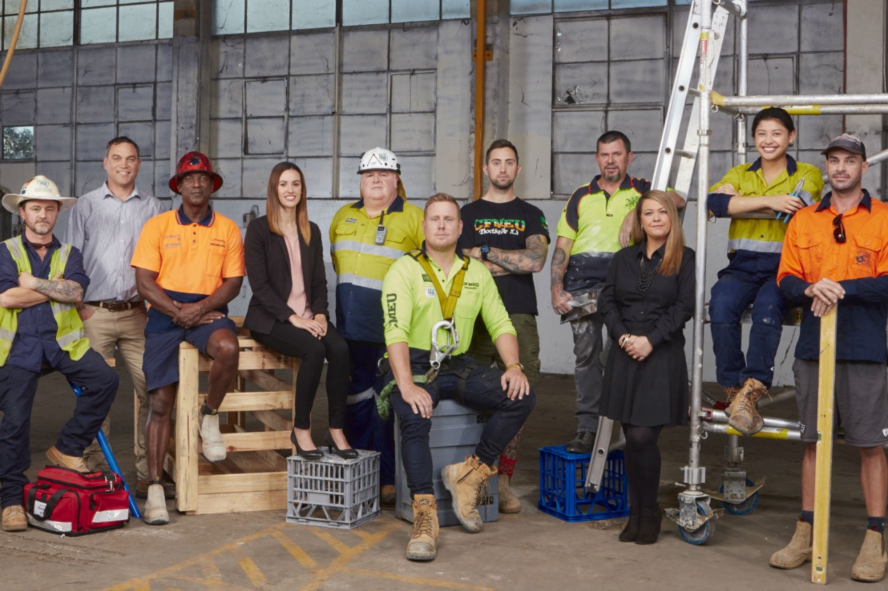Tradesman looking off camera