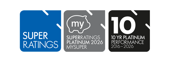 SuperRatings*  10 Year Platinum Performance MySuper and Pension