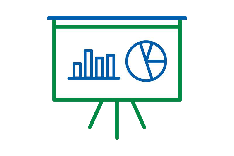Analytics board icon to signify how Cbus works to achieve sustainability