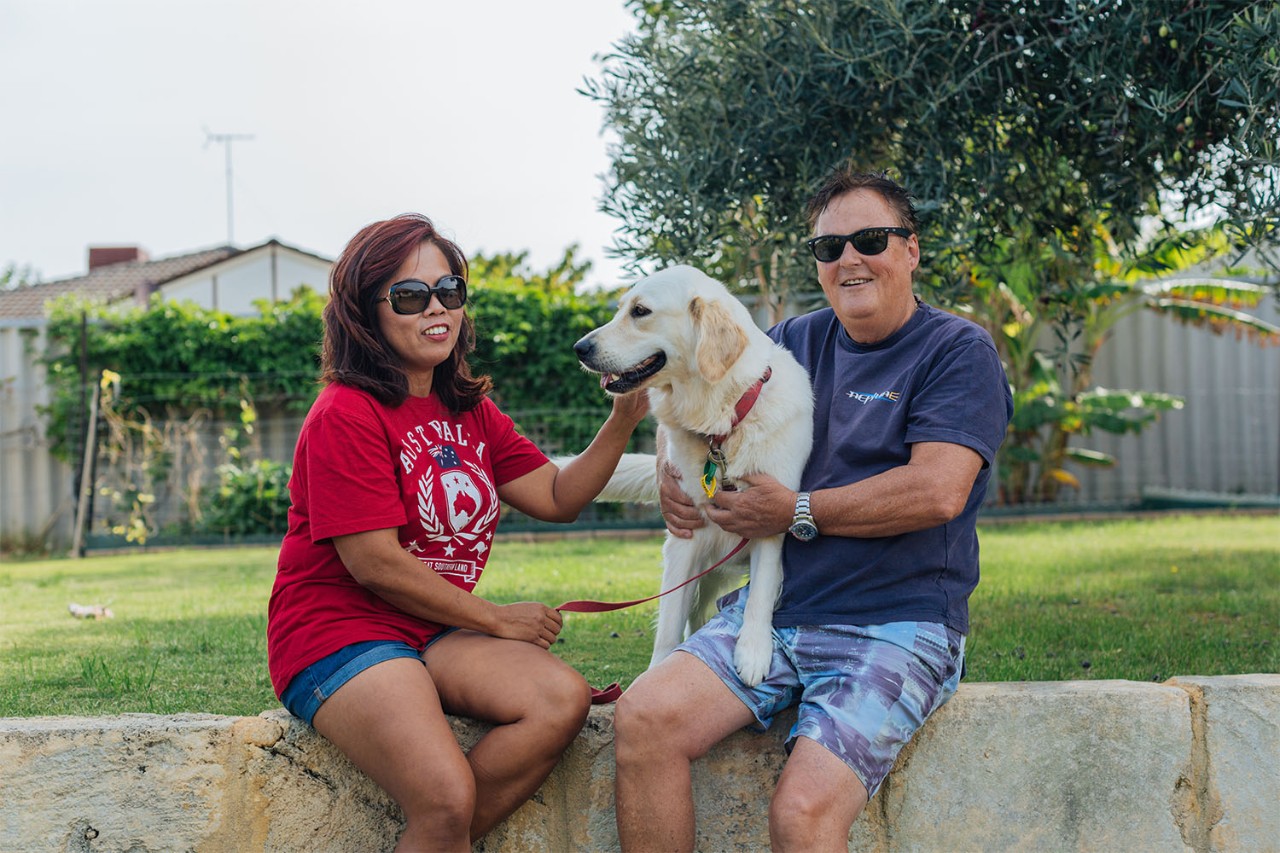 A couple with thier dog